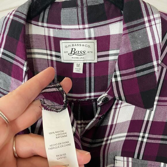 Bass & Co purple and white plaid tied tunic top - Picture 8 of 8